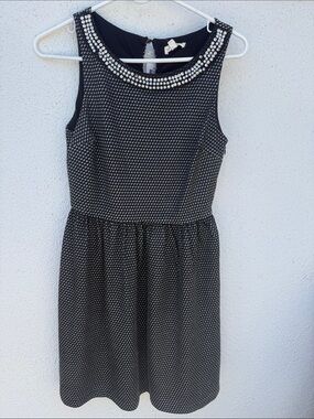 Maison Jules Black and Silver Beaded Sleeveless Midi Dress